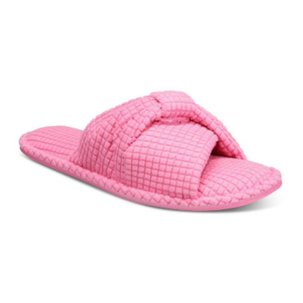 NWT Charter Club Women's Textured Knot-Top Slippers Pink Taffy